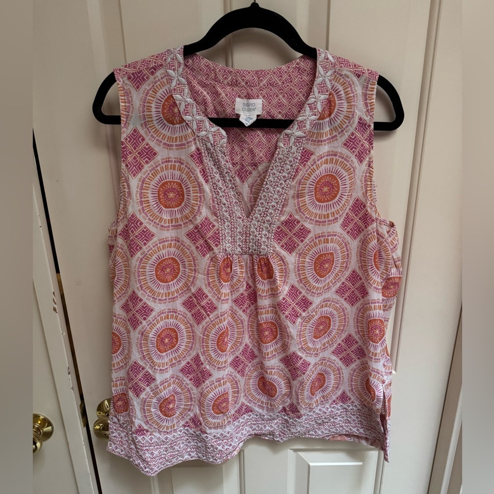 Sigrid Olsen Embroidered Medallion Top